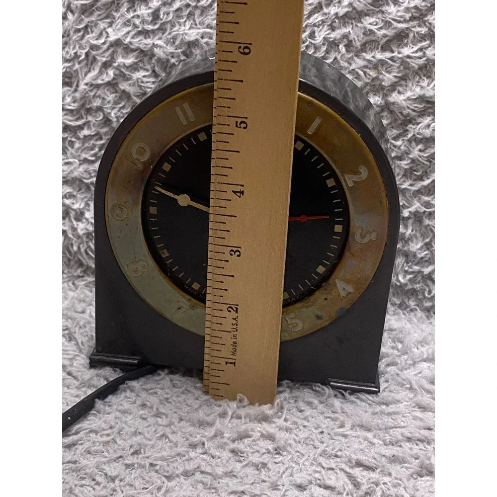 Vintage Art Deco Westclox Silent Knight Electric Alarm Clock Metal Untested‎